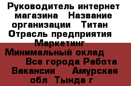 Руководитель интернет-магазина › Название организации ­ Титан › Отрасль предприятия ­ Маркетинг › Минимальный оклад ­ 26 000 - Все города Работа » Вакансии   . Амурская обл.,Тында г.